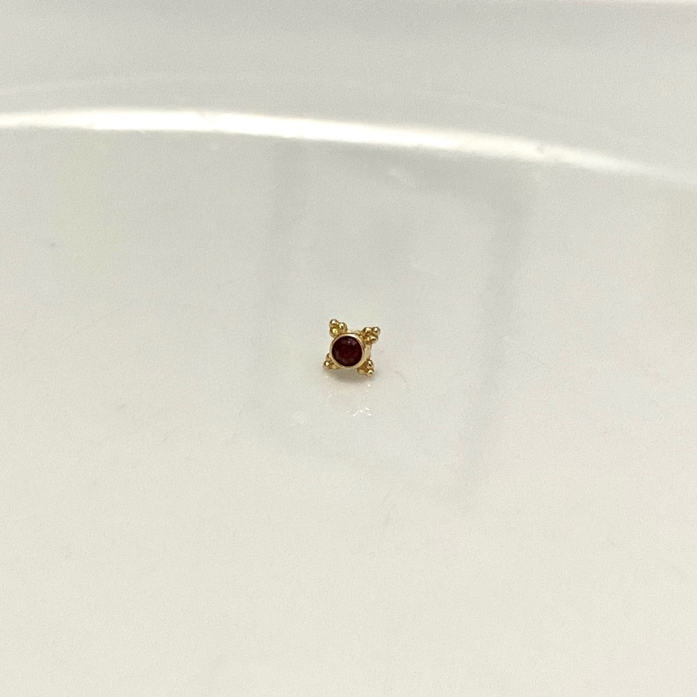 BVLA Rhodolite Mini Kandy Threadless End in 14k Solid Yellow Gold
